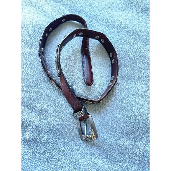 Vintage Brighton Belt Womens Medium Concho Metal Medallions Western Boho 31.5 main image 7